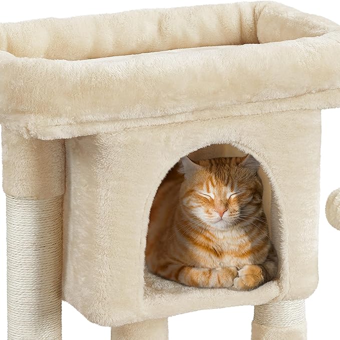 Yaheetech 23.5in Cat Tree Tower, Cat Condo with Sisal-Covered Scratching Posts, Cat House Activity Center Furniture for Kittens, Cats and Pets - Beige