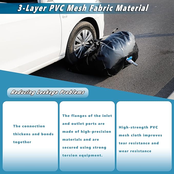 330 L/87 Gal Water Bladder Tank, Foldable Portable Water Storage Container, Emergency Water Bag for RV, Truck Bed, Fire Prevention, Drought Resistance, Black