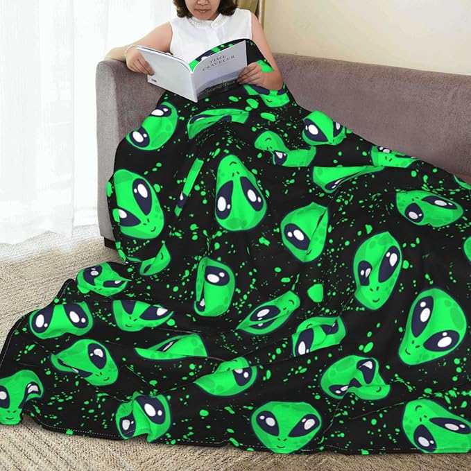 Alien Throw Blanket Soft Cozy Plush Warm Fleece Blanket for Sofa Couch Bed 60"X50"