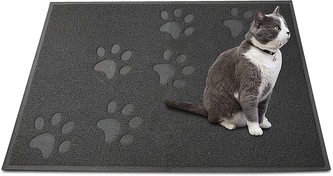 Andalus Extra Large Cat Litter Mat, Pack of 1 - Waterproof, Non-Slip & Easy to Clean Cat Litter Box Mat for Extra Efficient Pet Litter-Trapping, Grey (35” X 23”)