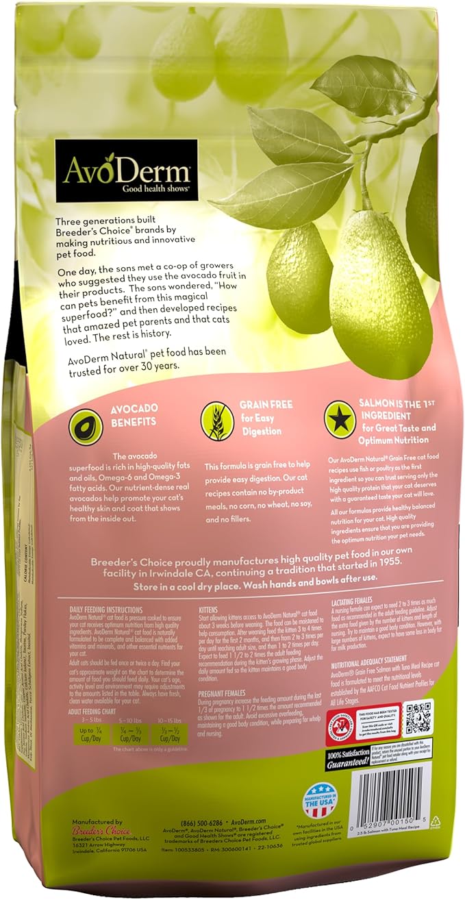 AvoDerm Natural Grain-Free Salmon & Tuna Dry Formula, 2.5 Pound Bag