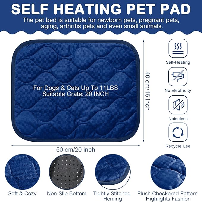 4 Pack Self Warming Cat Mat Self Heating Cat Pad Warm Thermal Pet Bed Washable Dog Crate Pad Body Heat Dog Cat Bed Mat Blanket Non Slip Bottom for Outdoor Indoor Pets