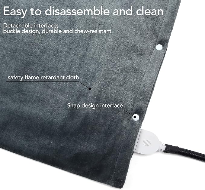 CAROMIO Pet Heating Pad, Faster Heating Electric Pads with Chew Resistant Cord Cat Heated Bed Pad, 6 Adjustable Temperature & 5 Timer Indoor Warming Heated Mat Safe for Dogs Cats- 28 x 16 Inch