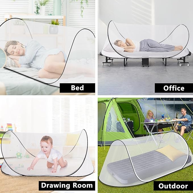77 * 30 * 23 Inch Large Pop Up Mosquito Tent, Portable Foldable Mosquito Net for Bed Camping Travel Patio