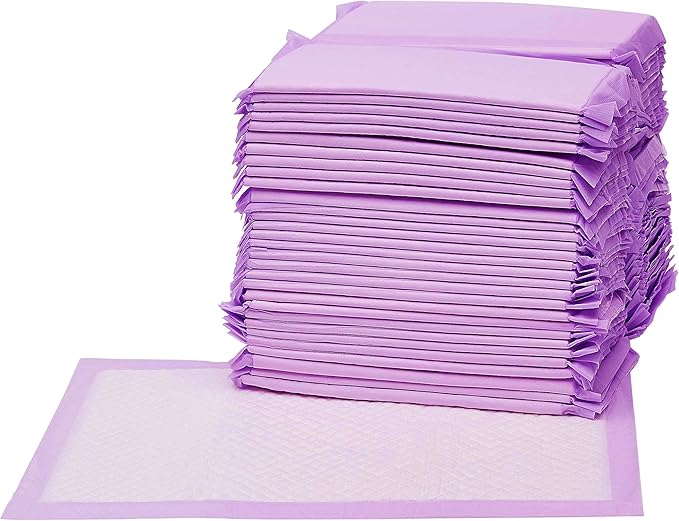 Amazon Basics Cat Pad Refills for Litter Box, Lemon Scent - Pack of 40, Purple and White