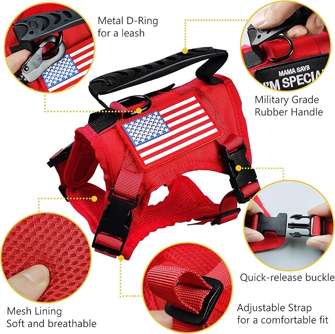 Tactical Cat Harness and Leash for Walking Escape Proof, Adjustable Cat Vest Harness Easy Control with Pet Cowboy Costume for Cat, Puppy and Small Dog (Red and Black)