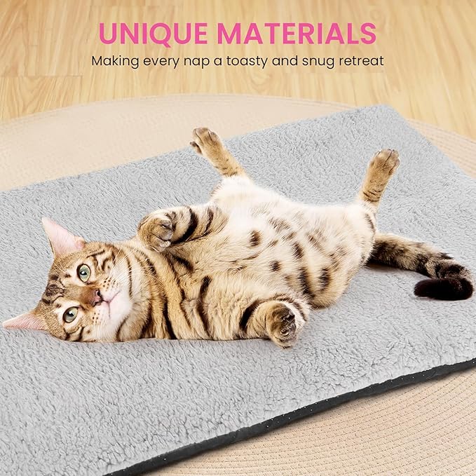 Self Warming Cat Bed, Heated Cat Bed, Noiseless Cat Heating Bed Pad, Self Heating Cat Dog Mat, Extra Warm Thermal Pet Pad for Indoor Outdoor Pets with Removable Cover Non-Slip Bottom Washable (Medium)