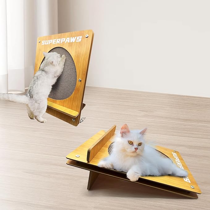 Cat Scratching Board, Easel-Shaped Corrugate Cat Scratcher for Indoor Cats, Cat Scratch Pad with Premium Scratch Textures Design, Cardboard Cat Scratcher with Double-Sided Usability (Oval)