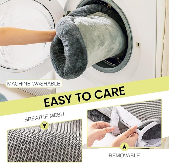 Mewoo Cat Window Perch, Cordless Cat Window Hammock with 4 Strong Suction Cups, Embeded Cat Hammock for Window, Steel Frame and Removable Soft Cover (Dark Grey, Medium)