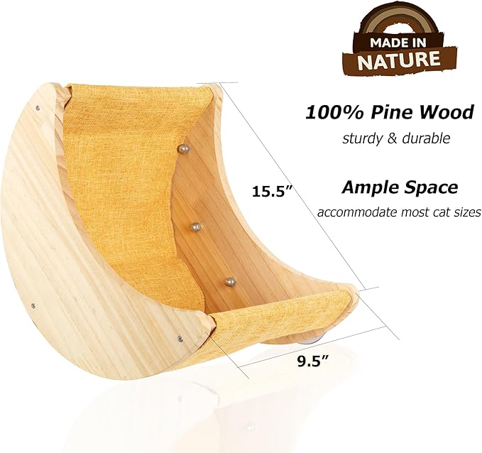 HAPYKITYS Window Cat Beds for Indoor Cats Perches Moon Shelves Mounted with Strong Suction Cups Cat Window Seat for Sleep and Watch Birds