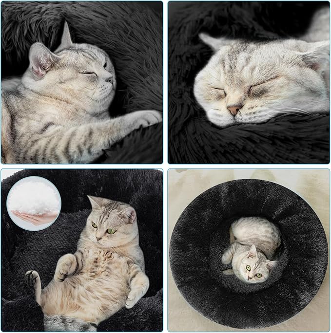 Nisrada Dog Bed for Small Medium Large Dogs, 24 inch Calming Dogs Bed, Washable-Round Cozy Soft Pet Bed for Puppy and Kitten with Slip-Resistant Bottom
