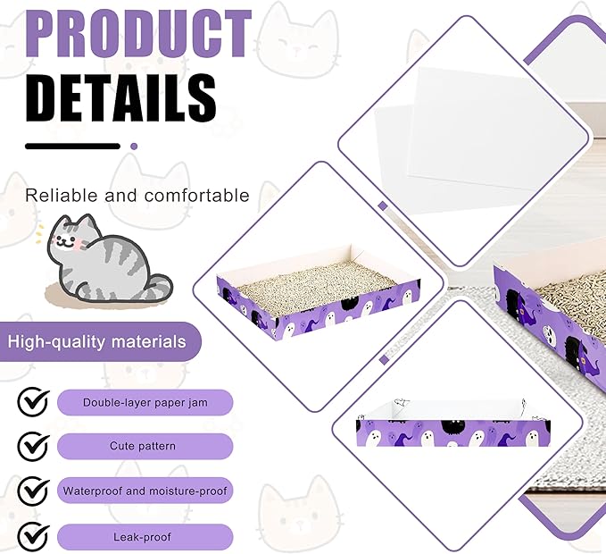 30 Pack Disposable Cat Litter Box, Foldable Paper Litter Box, Travel Cat Litter Box,Non Clumping Durable and Waterproof,Low Entry Easy Disposal,Portable(13.6x9.7x1.9 in)