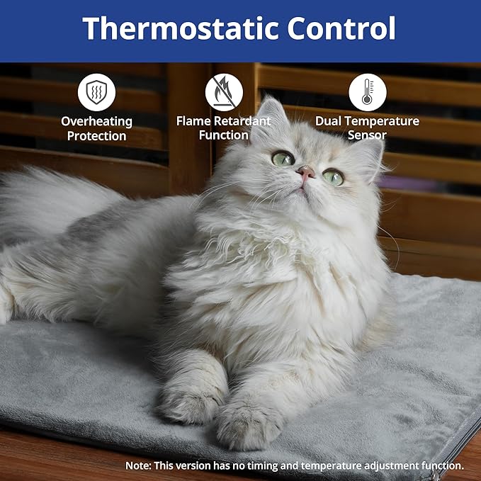 NICREW Pet Heating Pad for Dogs and Cats, Heated Dog Bed with Steel-Wrapped Cord and Soft Fleece Cover, 27.5 x 17.5 Inch, 50 Watts