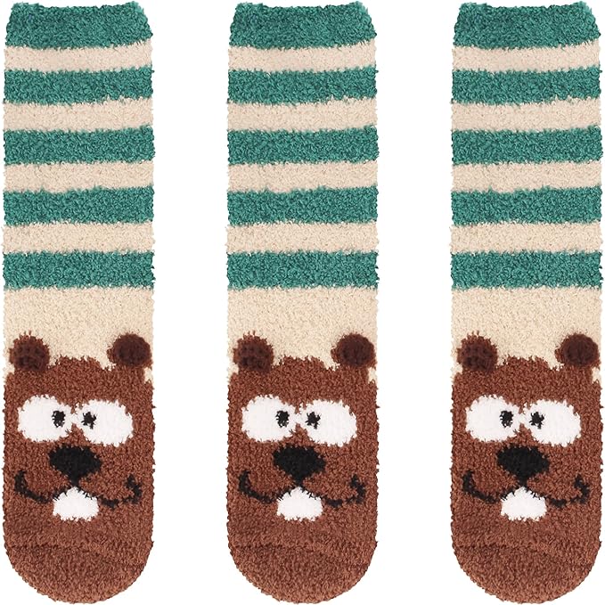 BambooMN Women's Super Soft Warm Microfiber Fuzzy Cozy Animal Socks or Christmas Winter Animal Socks, Value Pack