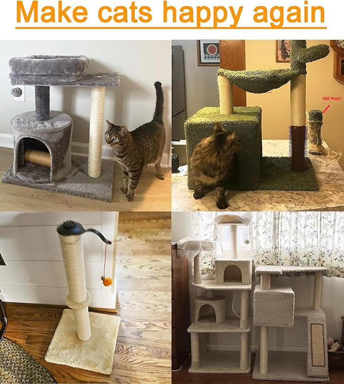 4 Pcs 2.9in 7.4cm Diameter Cat Tree Scratching Post Replacement Parts Sisal Pole (M8, 21.7in/55cm)