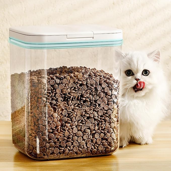Airtight Cat Food Storage Container | 6.0 Qt/5.5 L Dry Cat Food Bin With Food Scoop |Hold up to 4~5lbs of Cat Food Kibble| Airtight Dog and Cat Food Trats Container |Clear BPA Free