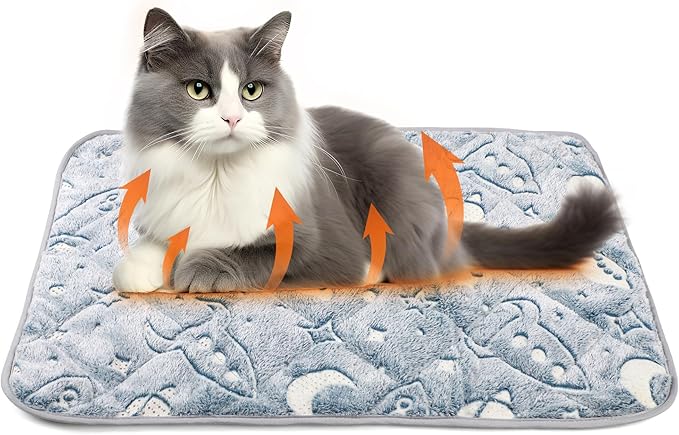 Leekalos Self Warming Cat Bed Self Heating Cat Dog Mat, Ultra Soft Extra Warm Thermal pet Pad for Indoor Outdoor Pets with Removable Cover Non-Slip Botom Washable