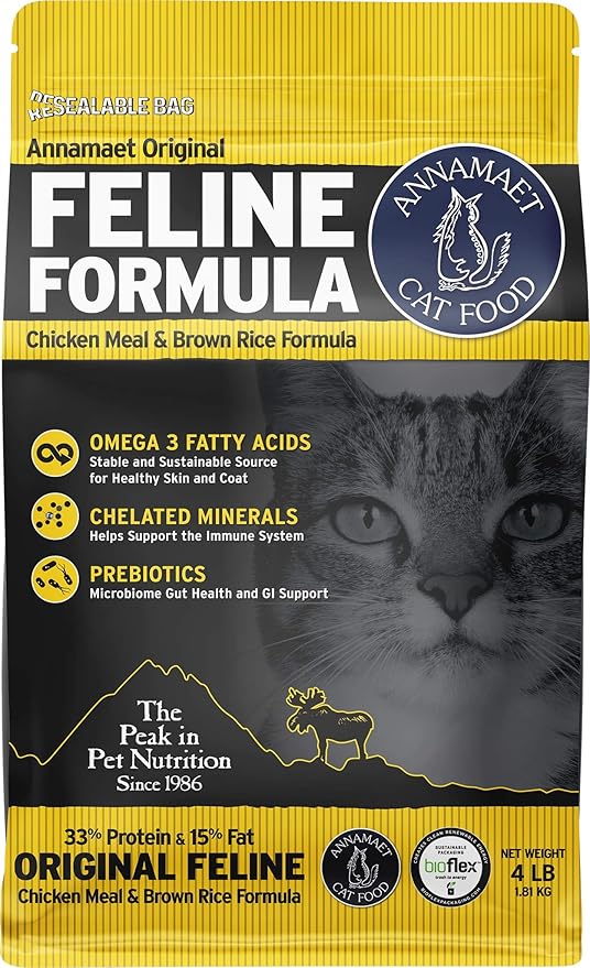 Annamaet Original Feline Formula Dry Cat Food, (Chicken & Brown Rice), 4-lb Bag