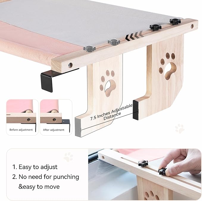 Cat Window Perch, Cat Window Hammock, Sturdy Cat Window Seat for Large Cats, Easy-to-Install and Removable Hammock for Cleaning – Damage-Free Window Mount, Medium & Large Sizes