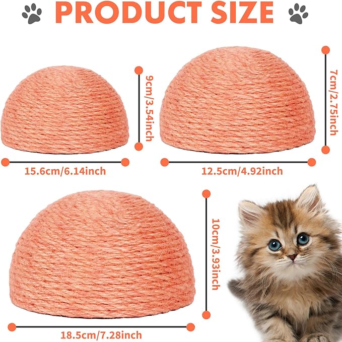 PowerKing Mushroom Cat Scratching Head Replacement - Natural Sisal Refill Parts with M8 Screws - Durable, Safe, and Decorative - Fits Most Scratching Posts Refurbishment (Pink)