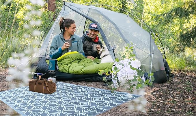 BalajeesUSA Outdoor Rugs 6'x9' Grey Patio decore Reversible Waterproof Portable Camper Awning mats for Outside Your RV Porch Backyard Deck Tent Balcony Picnic Beach 7049