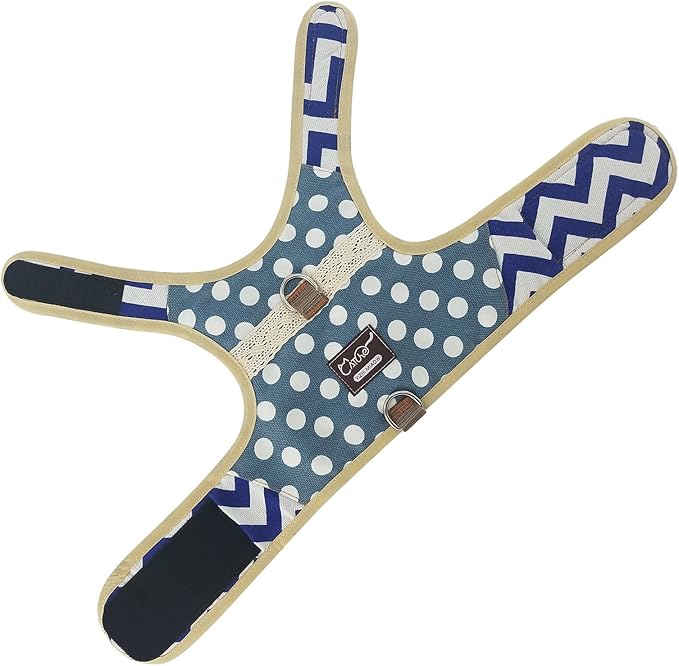 Cat Harness and Leash for Walking Escape Proof, Adjustable Cat Vest Harness, Padded Stylish Cat Walking Jackets, Polka Dot Blue, X-Small