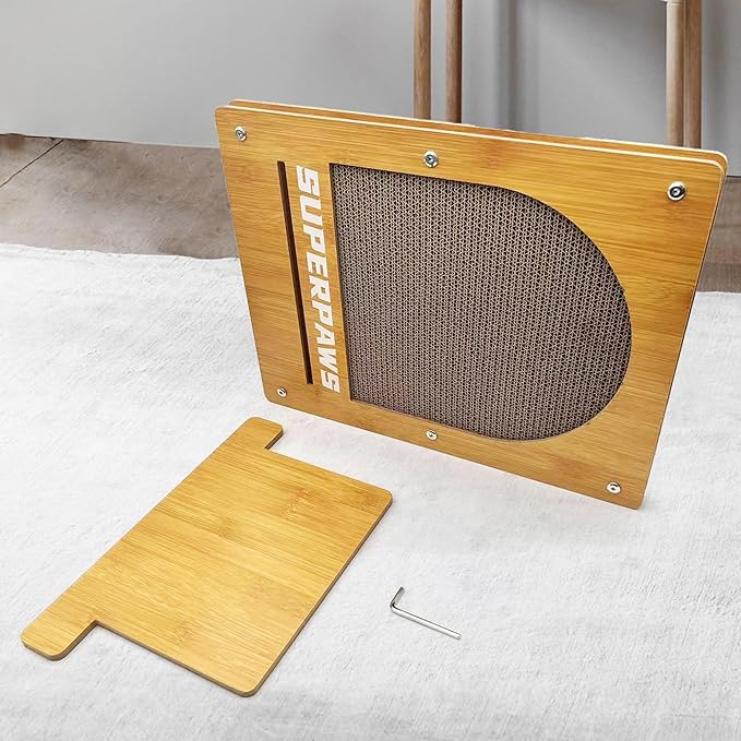 Cat Scratching Board, Easel-Shaped Corrugate Cat Scratcher for Indoor Cats, Cat Scratch Pad with Premium Scratch Textures Design, Cardboard Cat Scratcher with Double-Sided Usability (Semicircle)