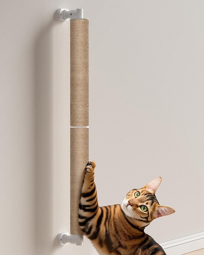 SVD.PET Cat Scratching Post Wall Mounted, 37.5" Tall Cat Scratcher for Wall with Hanging Toys, Jute Cat Wall Scratcher for Large Cats Indoor Cat Wall Furniture