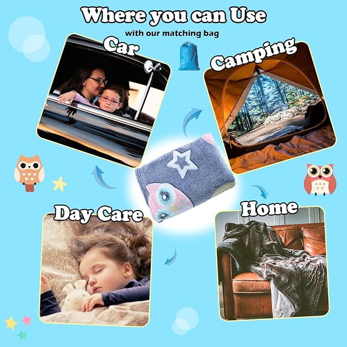 2025 Best Gift Glow in The Dark Blue Cute Bird Throw Blanket with Storage Bag, Soft Throw Blanket for Boys Girls, Birthday New Year Gift, Kids Blanket, Day Care Home Use, 50"x60" Blue