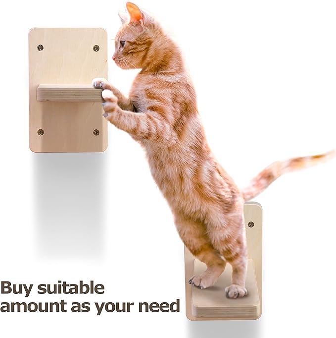 Wall Mounted Stairs for Cats, Cat Wall Mounted Shelves Board, Kitten Wall Ladder Climber Wooden Cat Wall Shelf Set Float, Cat Scratching Post Steps Cat Perch for Climbing Playing Lounging
