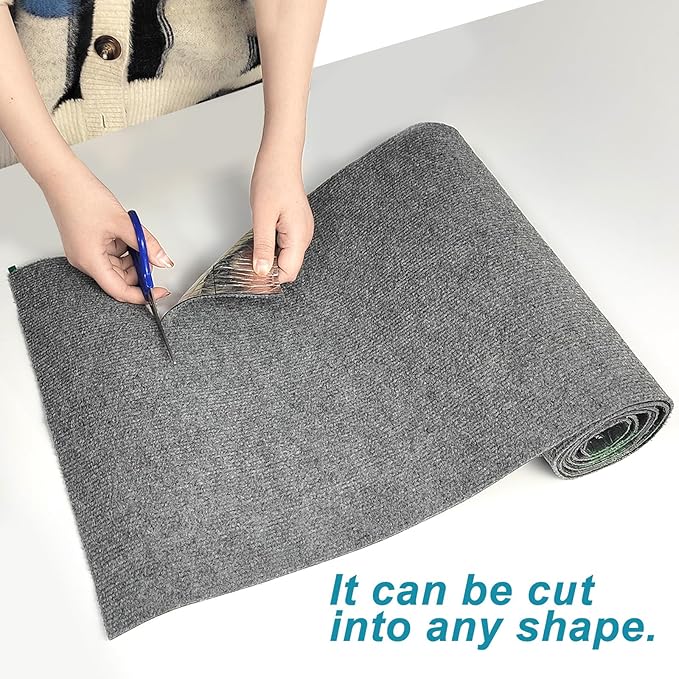 Trimmable Cat Scratching Post Carpet Covered 78.7”x15.8” Self-Adhesive Cat Tree Shelves Replacement Parts Mat Cat Scratcher for Cat Tree Shelf Shelves Steps Couch Furniture DIY Protector(Gray)