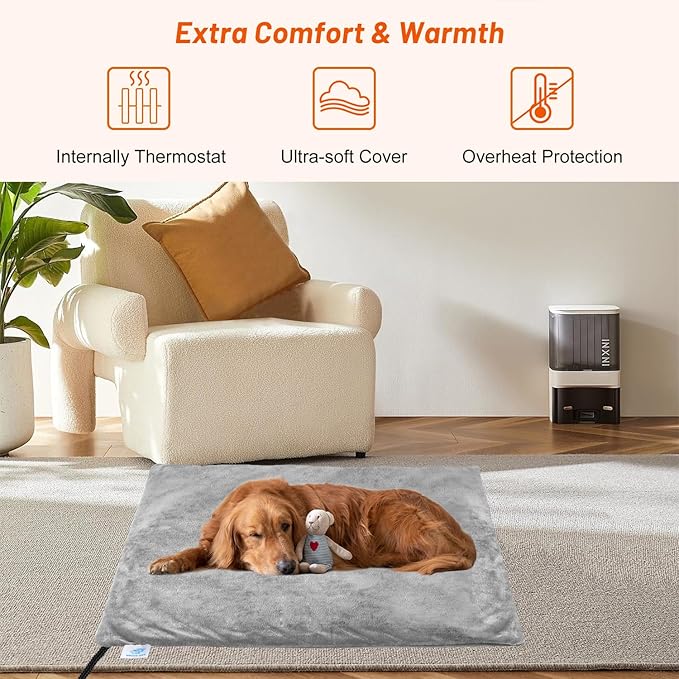 Pet Heating Pad for Cats Dogs, Electric Cat Heating Pad Indoor with Timer, 9 Level Temperature Dog Heating Pad Waterproof Heated Dog Pad Mat for Puppy Dog Cat (35" x 24")