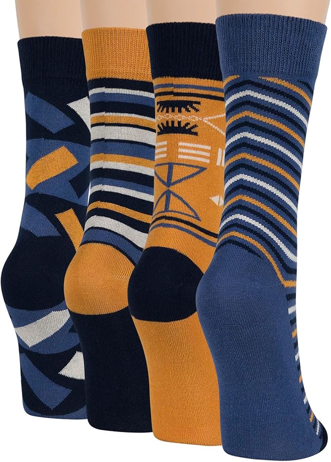 7BIGSTARS KINGDOM Womens Fun Cotton Crew Socks - 4 Pack L/M - Cactus Space Desert Coffee Fox Dog Hedgehog Puppy Flower Bird