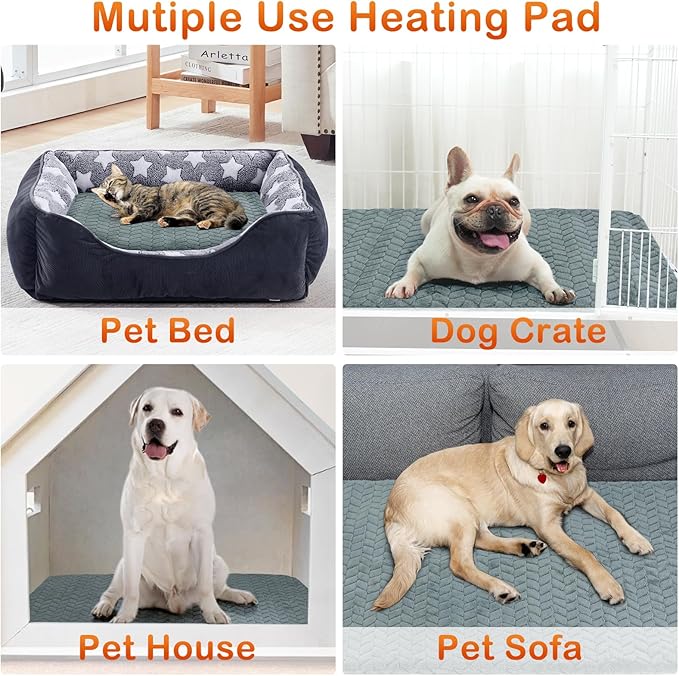 GASUR Pet Heating Pad, Waterproof Electric Dog Cat Heating Pad with Timer, Temperature Adjustable Heatded cat Bed for Winter,Auto Power-Off,Anti-bite Heating Pad for Dogs Cats -18''x16'', Small