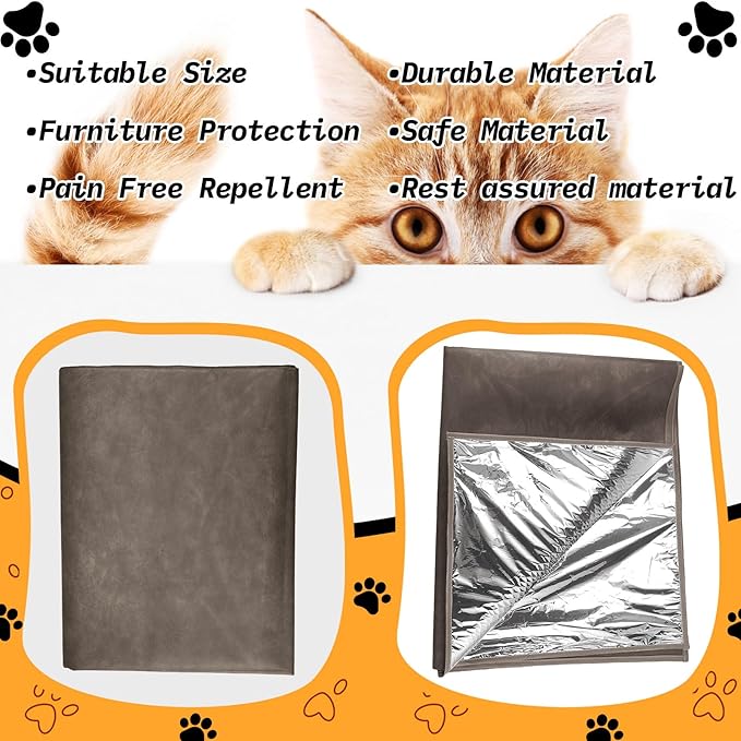 Kigley Pet Deterrent Mat to Keep Dogs Off Bed Couch and Furniture 72x56.3x0.04in Pain Free Couch Mat Non Electric Pet Repellent Mat Cats Dogs Couch Cover to Keep Pets Off Sofa Couch (Brown)