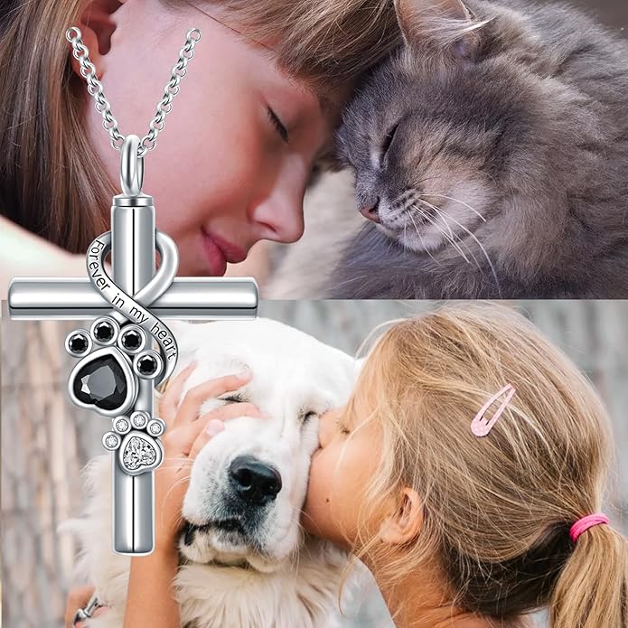Cross Urn Necklace for Ashes 925 Sterling Silver Cremation Jewelry with Funnel Filler Kit Ashes Necklace for Human Women Girl Pets