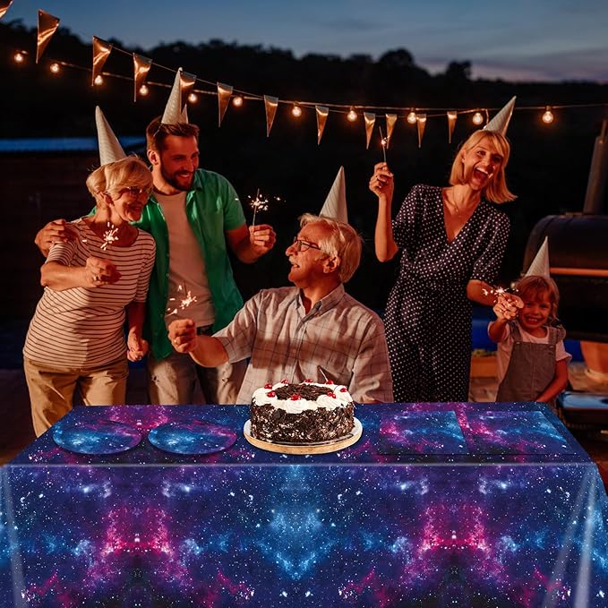 41Pcs Starry Galaxy Party Supplies Night Sky Party Tableware Set Outer Space Theme Birthday Star Party Table Decorations for Boys Girls Birthday Party Favors