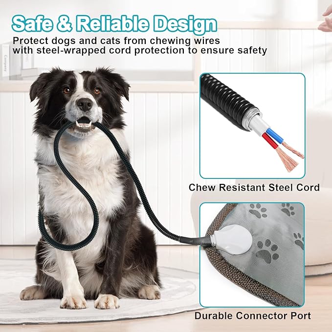 Dog Heating Pad, Heat Mat for Puppies, Waterproof Pet Heater, Whelping Heat Pad, Dog Beds for Indoor Dogs (Grey, 28x18 in)