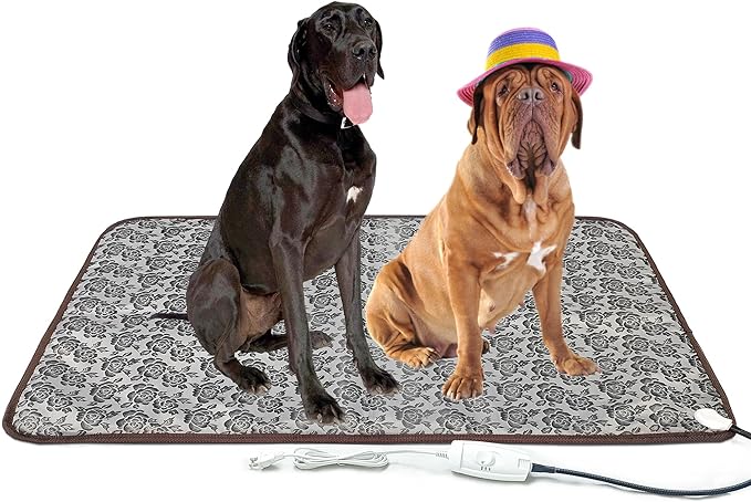 Extra Large Pet Heating pad Dog Cat Heated Bed mat Puppy Heating pad for whelping Box Electric Heating Blanket Outdoor Dog House Heater Water Resistant Easy Clean