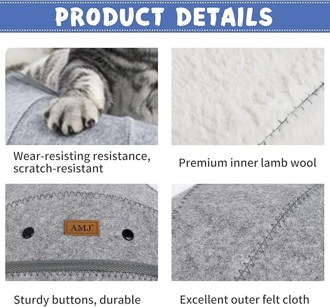 AMJ K·1 Cute Shell Cat Bed House Indoor, Cat Toys Ball Interactive - Soft Cat Cave & Foldable Pet Tunnel Tube Condos, as a Multi-Function Fun Toy Bed for Puppy Dogs & Cats (Off-White)