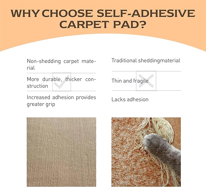 Trimmable Cat Scratching Post Carpet 78.7"x15.8" Self-Adhesive Cat Scratching Mat Cat Carpet Replacement for Cat Tree Wall Shelves Couch Furniture Protector (Khaki)