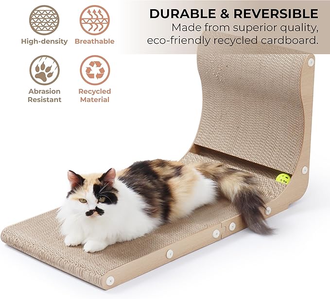 Paws NEST Cat Scratcher, 27.5 Inch L- Shaped Cat Scratch Post, Eco-Friendly for Indoor Cats, Includes Ball Toy & Premium Catnip, Non-Toxic, Easy Assembly