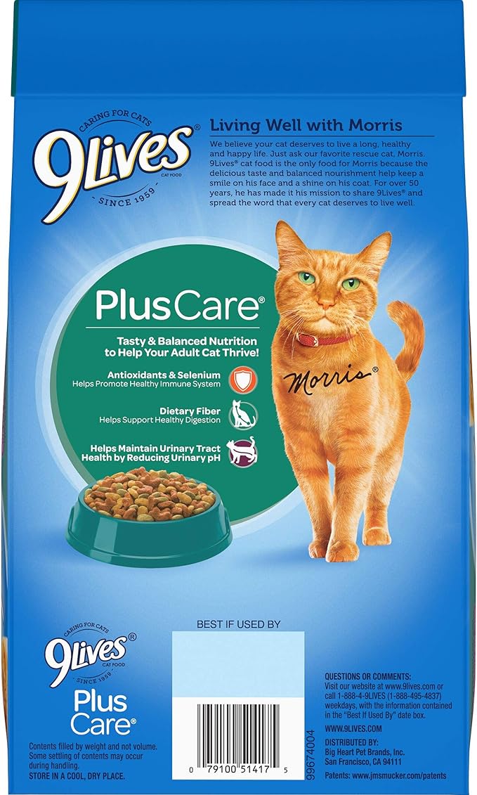 9Lives Plus Care Dry Cat Food, 3.15 lb. Bag, 4 Count