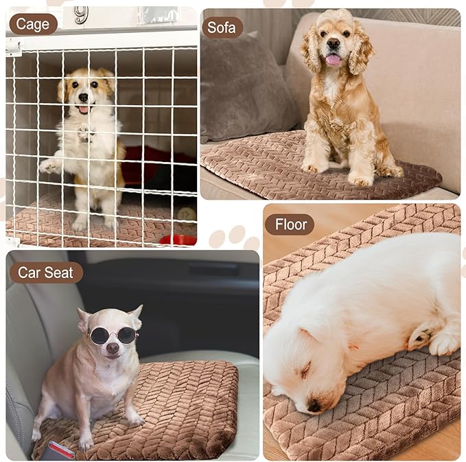 4 Pack Self Heating Cat Pad Self Warming Cat Mat Non Slip Warm Dog Bed Pad Mat Washable Pet Kennel Pad Crate Bed Mat Removable Cover Cat Blanket for Indoor Outdoor(Camel,16 x 20 Inch)