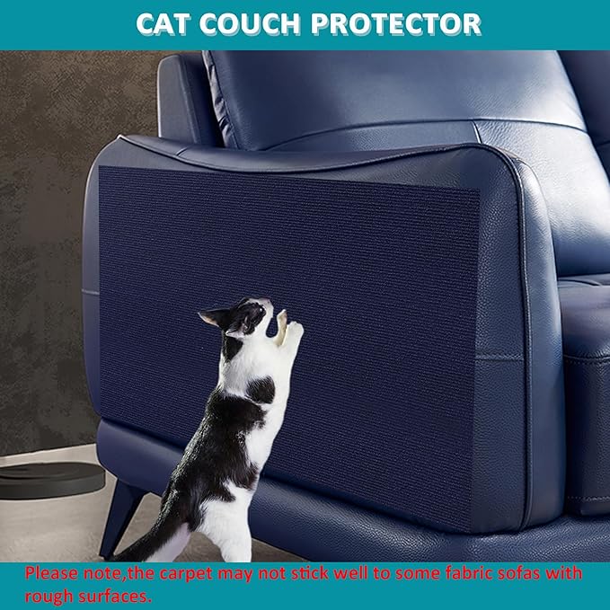 Cat Scratch Furniture Protector，78.7"x15.8"Cat Scratching Mat,Trimmable Self-Adhesive Cat Couch Protector,cat Wall Scratcher,Pad Replacement for Cat Tree Shelves and Post(Navy Blue)