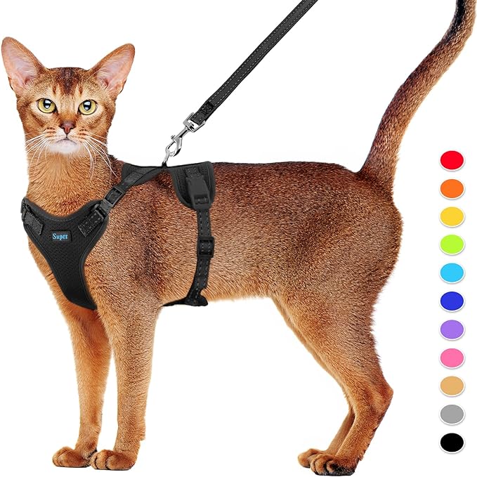 Supet Cat Harness and Leash Set for Small to Large Cats Adjustable Cat Vest Harness with Reflective Trim Universal Cat Leash and Harness for Cats/Puppies