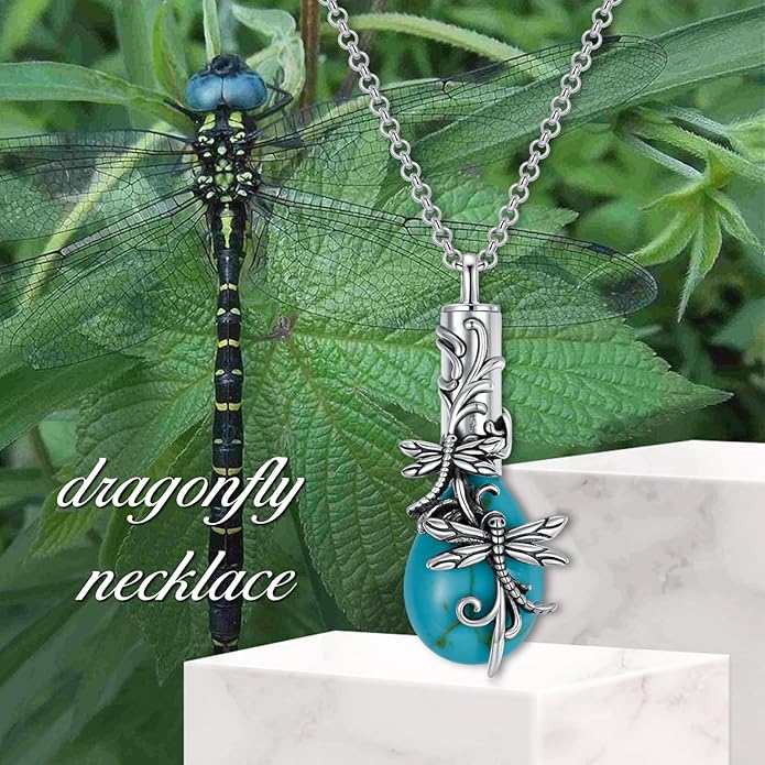 Animal Crystal Urn Necklace For Ashes Sterling Silver Butterfly Dragonfly Bee Phoenix Peacock Hummingbird Fox Angel Wing Pentagram Pentacle Cremation Necklace Heart Teardrop Urn Holder Necklaces For Women Memorial Jewelry