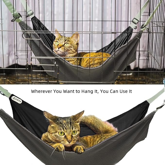 2 Pieces Cat Hammock for Cage,2 Pieces Reversible Cat Hanging Hammock,Cat Hammock Hanging,Reversible Washable Soft Outdoor Waterproof Cooling Kittens Pad for Cats (Large, BlackRed)