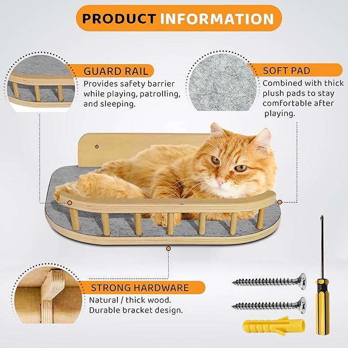 Large Cat Wall Shelves + 3 Cat Wall Steps, Cat Tree, Cat Corner Shelf, Cat Shelf, Cat Bed, Cat Scratcher, Cat Wall Furniture, Cat Wall Shelf, Cat Window Perch, Cat Hammock, Cat Scratching Post