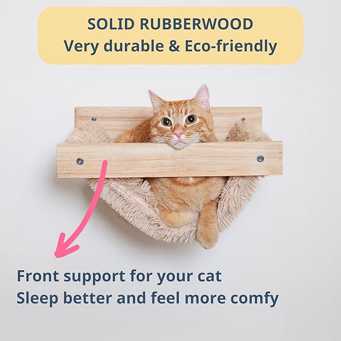 Wall Mounted Cat Wall Hammock with Toy, Self Warming Cat Wall Bed, Cat Shelf for Indoor and Outdoor Cats, Strong Cat Wall Toy, Ball Hanging Cat Hammock for Wall, Gift for Cat